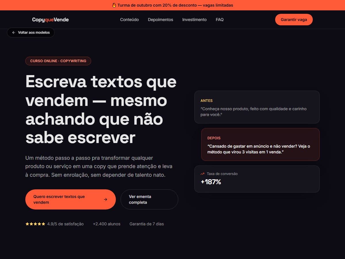Prévia do modelo Copy que Vende